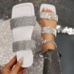 Belifi Rhinestone Flat Beach Roman Slippers