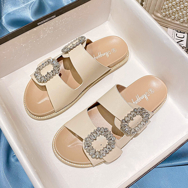 Belifi Buckle Rhinestone Sandals