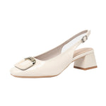 Belifi Cherie Elegance: Hollow Square Buckle Mules