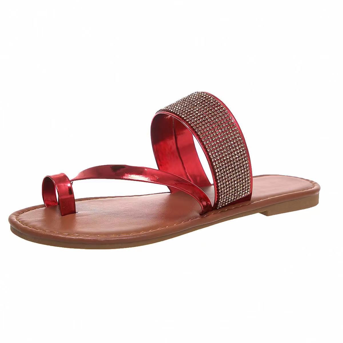 Belifi Rhinestone Cover Flat Bottom Sandals