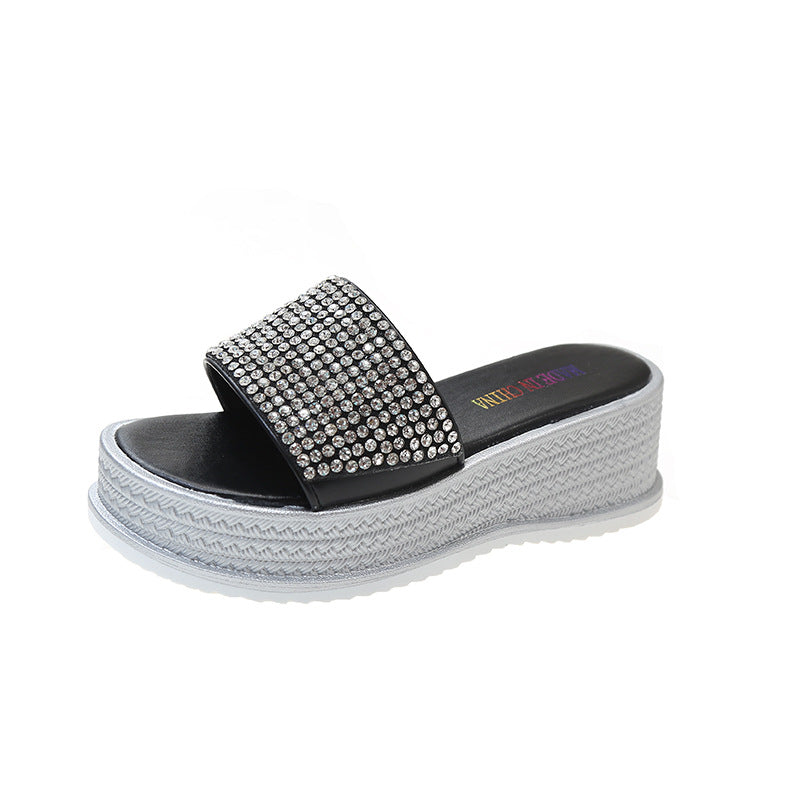 Belifi Thick SoledRhinestone Fashionable Slippers