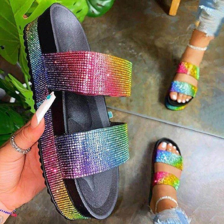 Belifi Thick-soled Fancy Color Diamonds Beach Stylish Casual Sandals