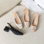 Belifi Radiant Luxe: Leather Crystal Cut-out Slippers