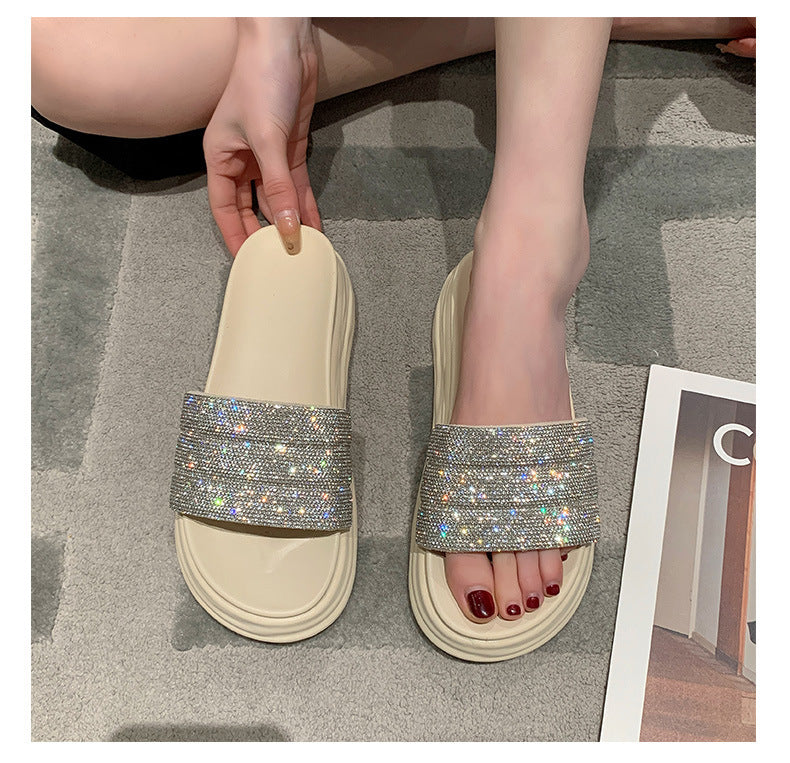 Belifi Fashion Casual Rhinestone Slippers