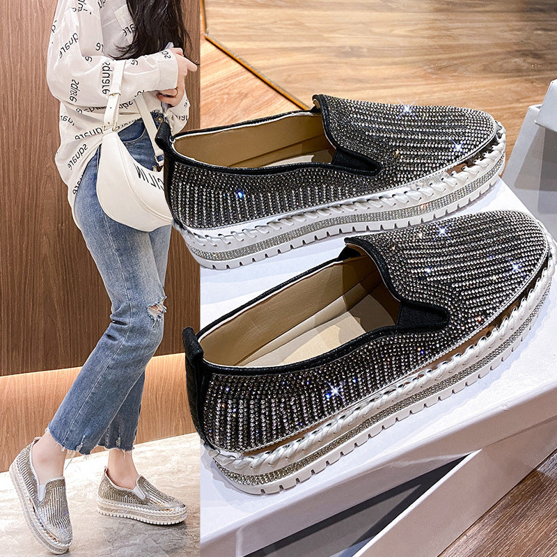 Belifi Starlit Elegance: Rhinestone-Embellished Casual Shoes
