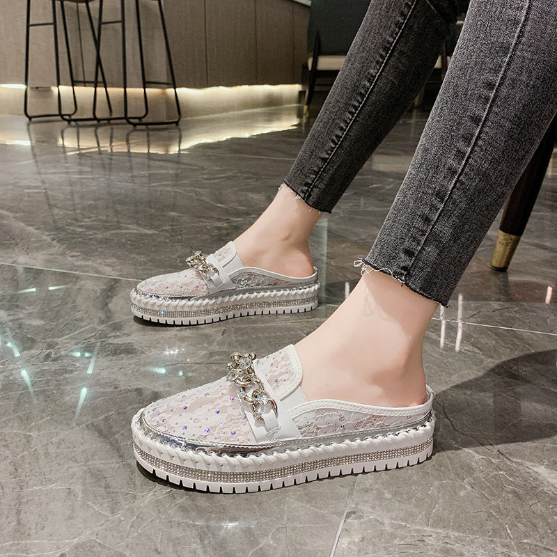 Belifi Rainbow Brilliance: Translucent Rhinestone-Embellished Slide Slippers