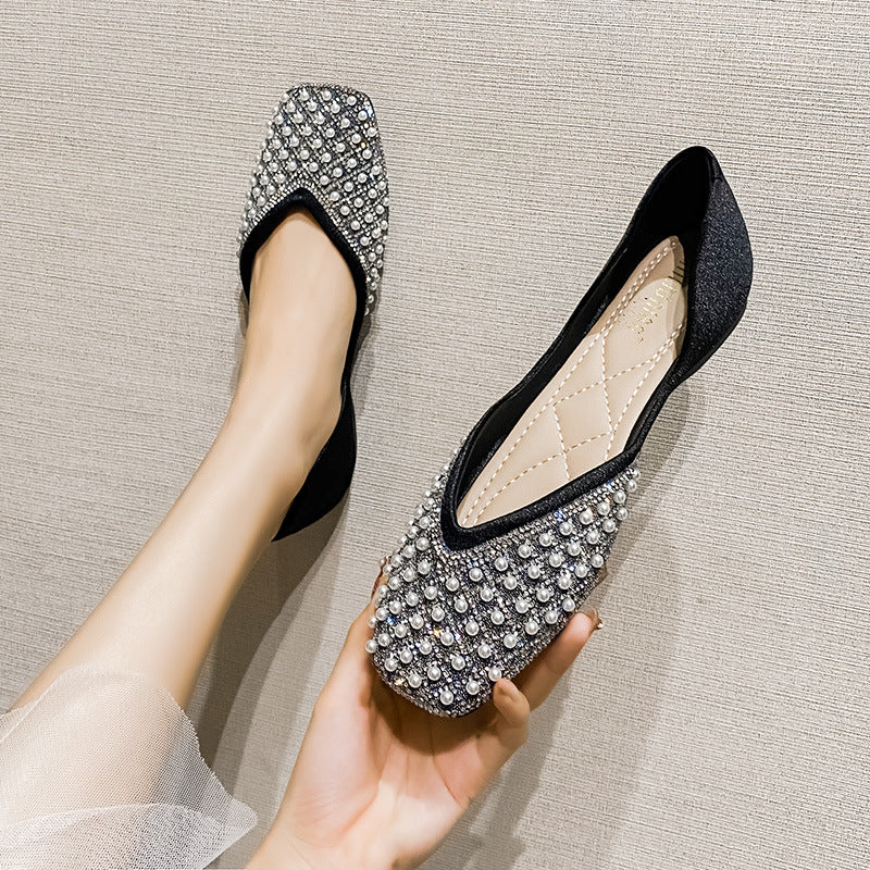 BelifiRhinestone Pearl Fairy Style Gentle Shoes