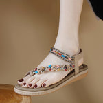 Belifi Rhinestone Leisure Flat Sandals