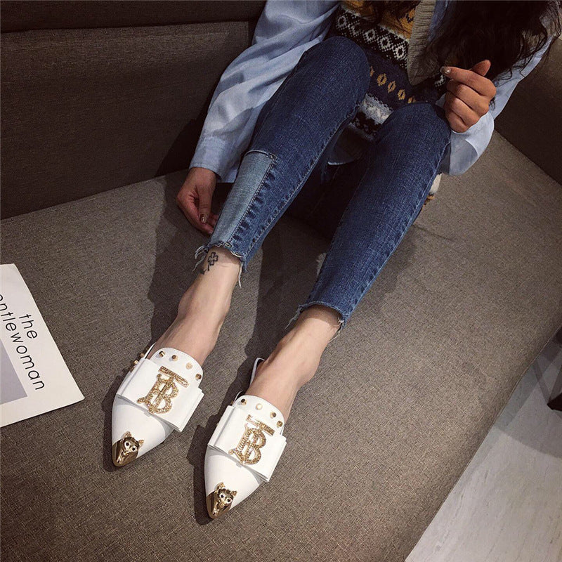 Version Of Rhinestone Flat-bottome Casual Slippers