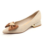 Belifi Chic Elegance: Fabric & Leather Bow-Tie Tri-Stone Flats