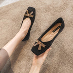 Belifi Square Head Rhinestone Flat Bottom Women's Shoes