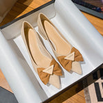 Belifi Chic Elegance: Fabric & Leather Bow-Tie Tri-Stone Flats