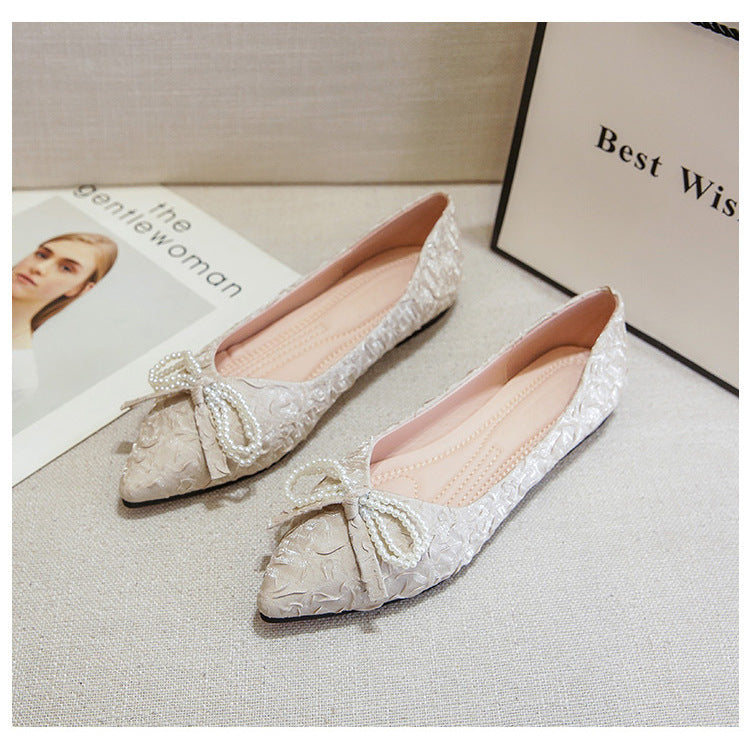 BelifiPointed Toe Bow Pearl Women's Shoes