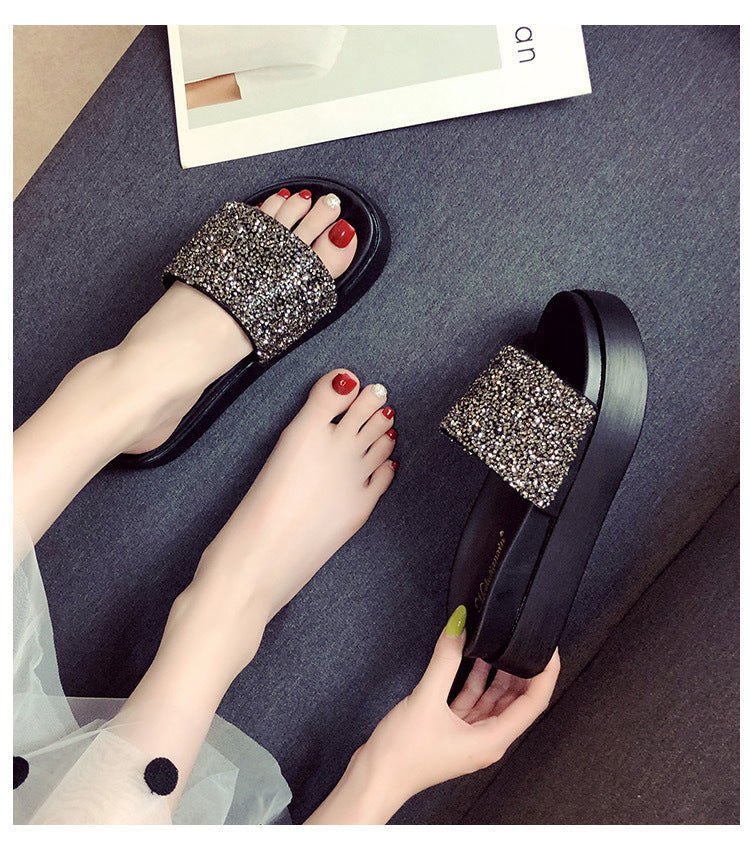 Belifi Thick Sole Stylish Sparkling Slippers