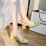 Belifi Cherie Elegance: Hollow Square Buckle Mules