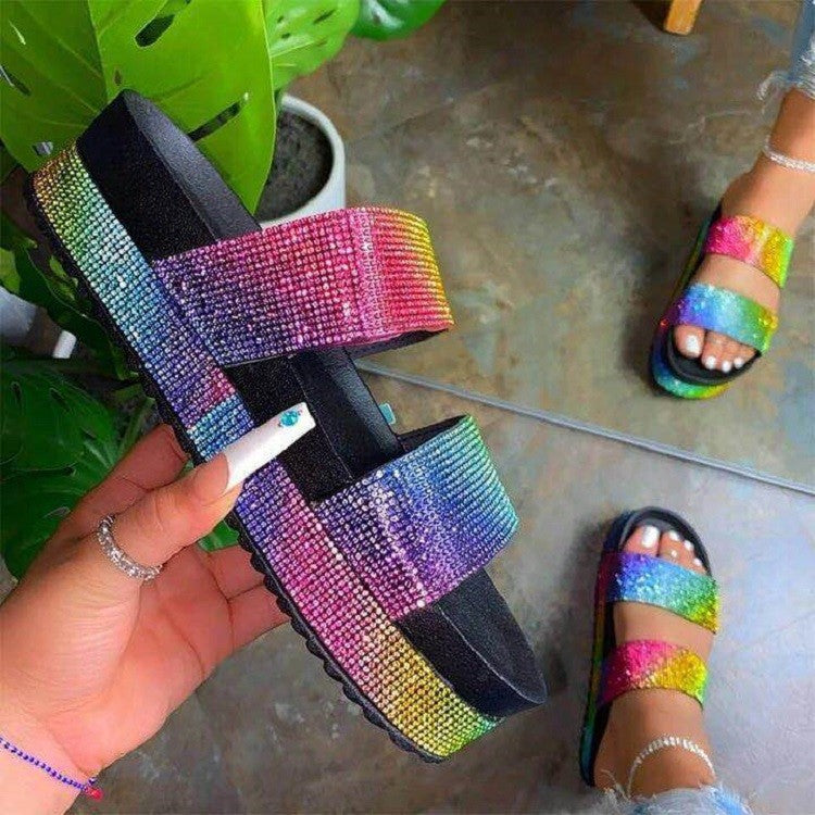 Belifi Thick-soled Fancy Color Diamonds Beach Stylish Casual Sandals