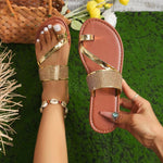 Belifi Rhinestone Cover Flat Bottom Sandals