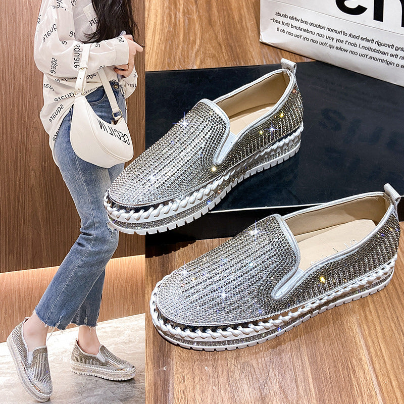 Belifi Starlit Elegance: Rhinestone-Embellished Casual Shoes