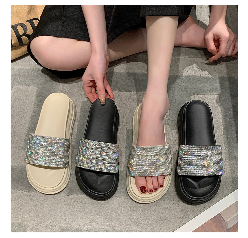 Belifi Fashion Casual Rhinestone Slippers