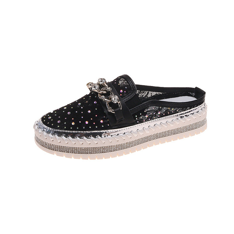 Belifi Rainbow Brilliance: Translucent Rhinestone-Embellished Slide Slippers