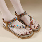 Belifi Rhinestone Leisure Flat Sandals