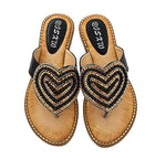 Belifi Rhinestone Love heart Flip Flops