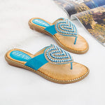Belifi Rhinestone Love heart Flip Flops