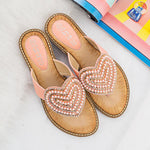 Belifi Rhinestone Love heart Flip Flops
