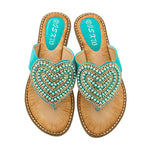Belifi Rhinestone Love heart Flip Flops