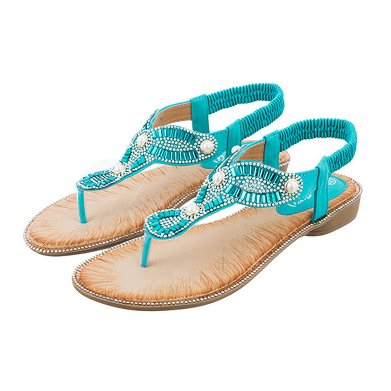 Belifi Ethnic Chain Pearl Sandals