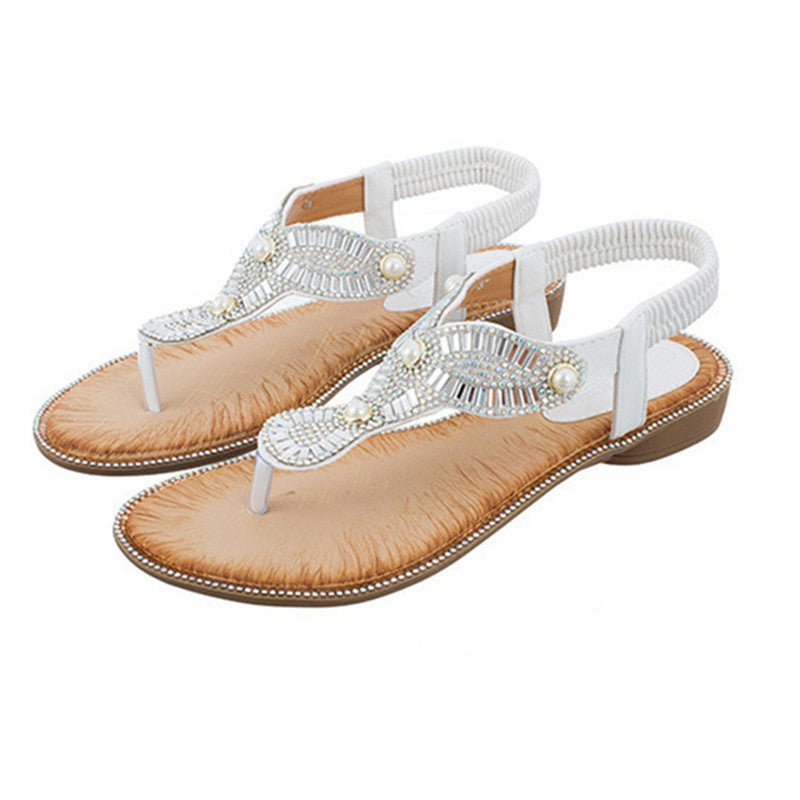 Belifi Ethnic Chain Pearl Sandals