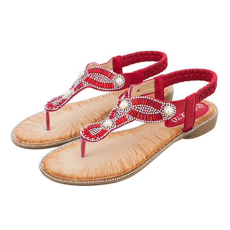 Belifi Ethnic Chain Pearl Sandals