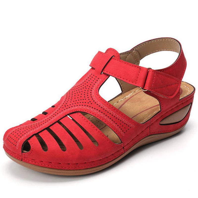 Belifi - Soft PU Leather Closed Toe Vintage Anti-Slip Sandals