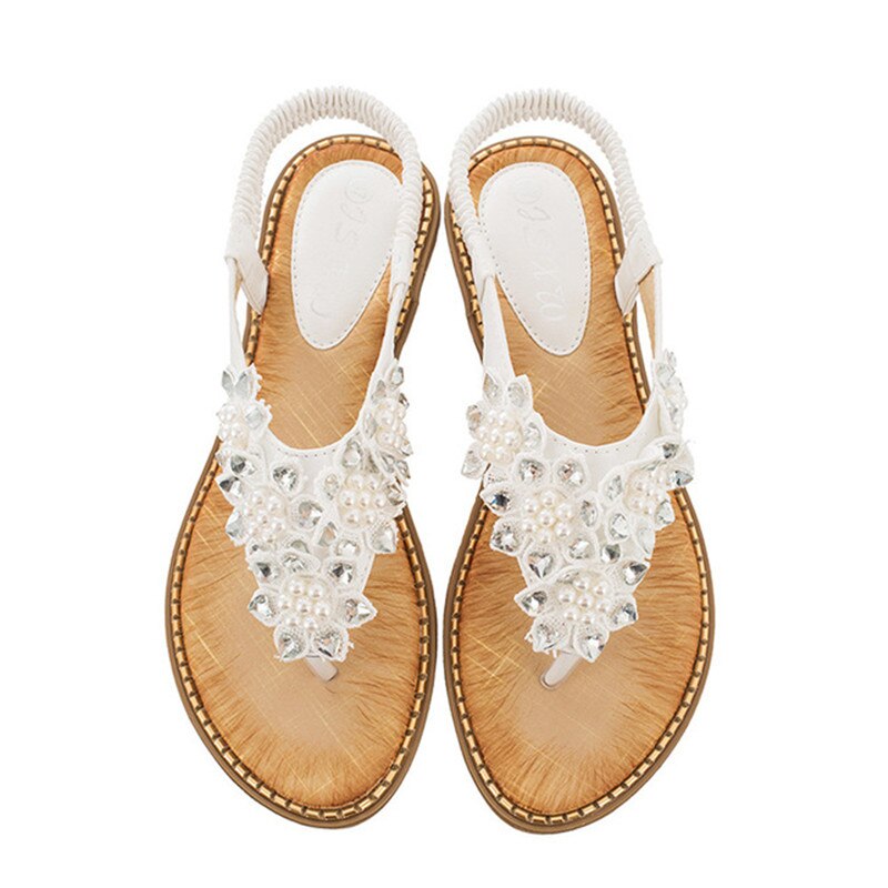 Belifi New Fashion Bead Flower Round Toe Flip-flop Sandals