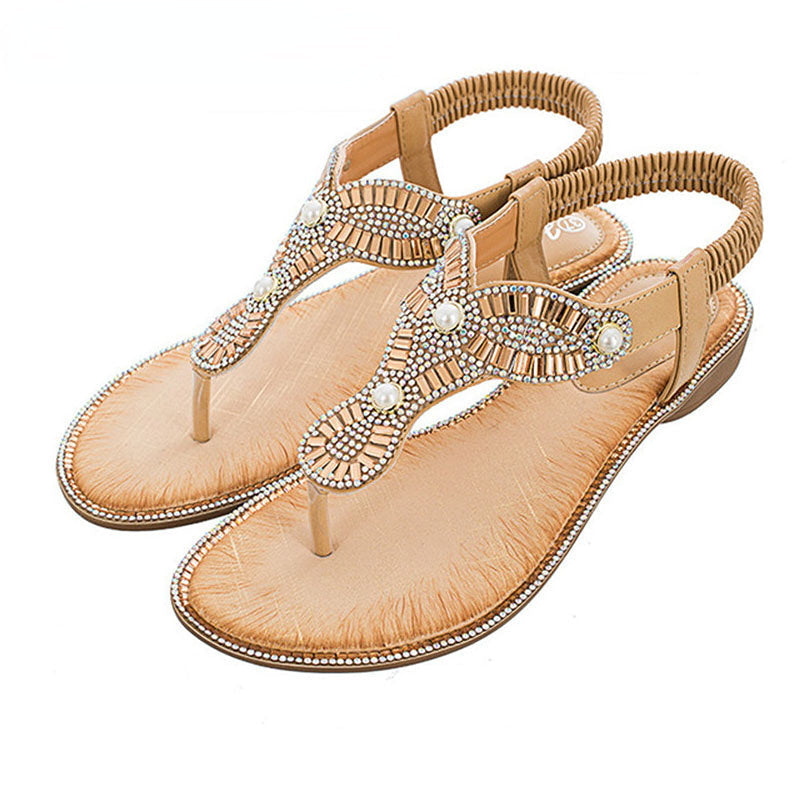 Belifi Ethnic Chain Pearl Sandals