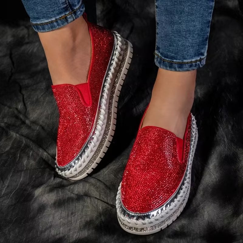 Belifi - Women Rhinestone Platform Breathable Slip-on Shoes