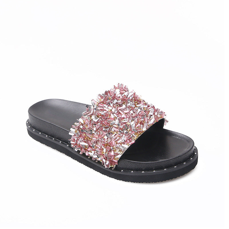 Belifi Soft Sole Non-Slip Shiny Slippers