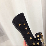 Pointed Tide Versatile Rhinestone Rivet Shallow Flat Sole Single Shoes