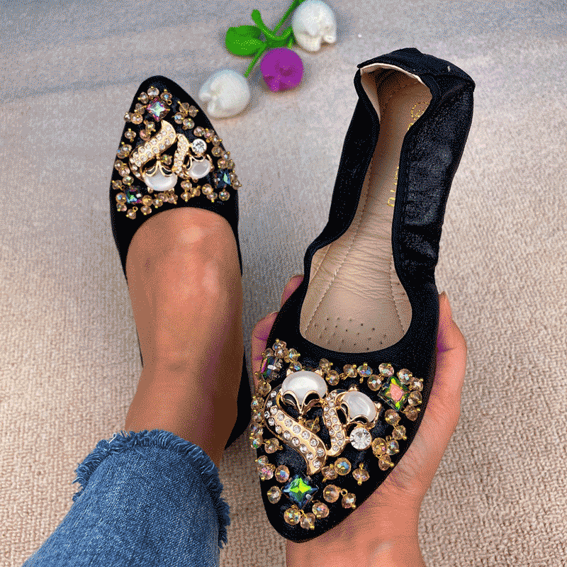 Belifi Rhinestone Flats Casual Comfort Dressy Flats For Wedding Fox Slippers CF306