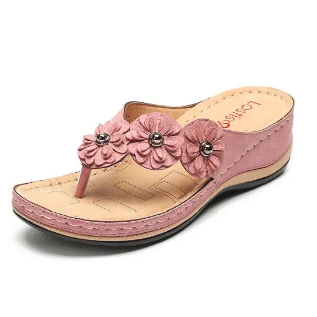 Belifi Lightweight Flowers Clip Toe Sandals